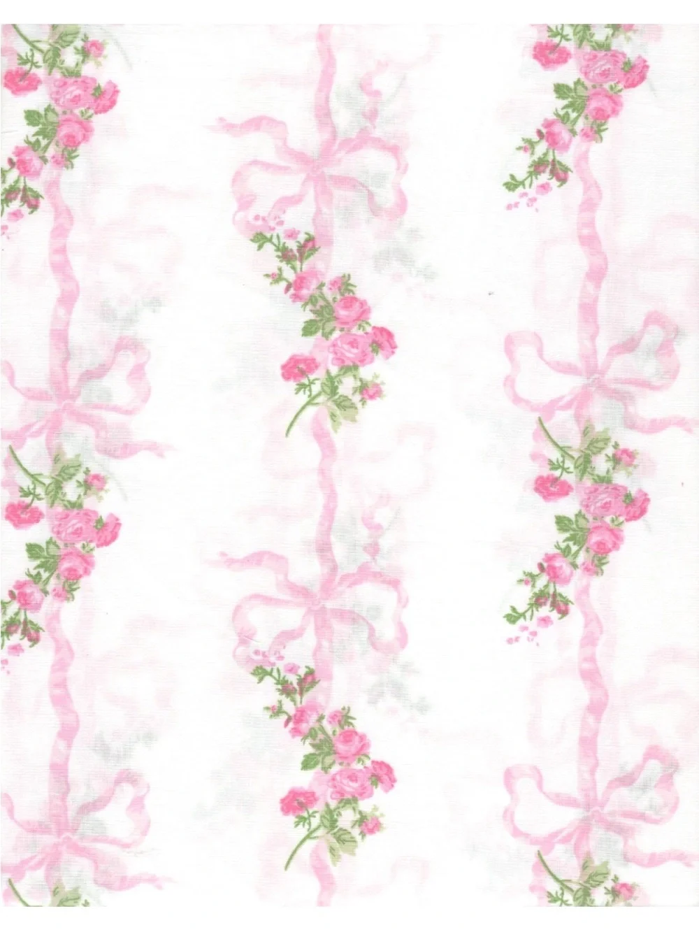 Laura Ashley Floral Ribbon Stripe Pink Twin 3 Pc Cotton Percale Sheet Set NWT